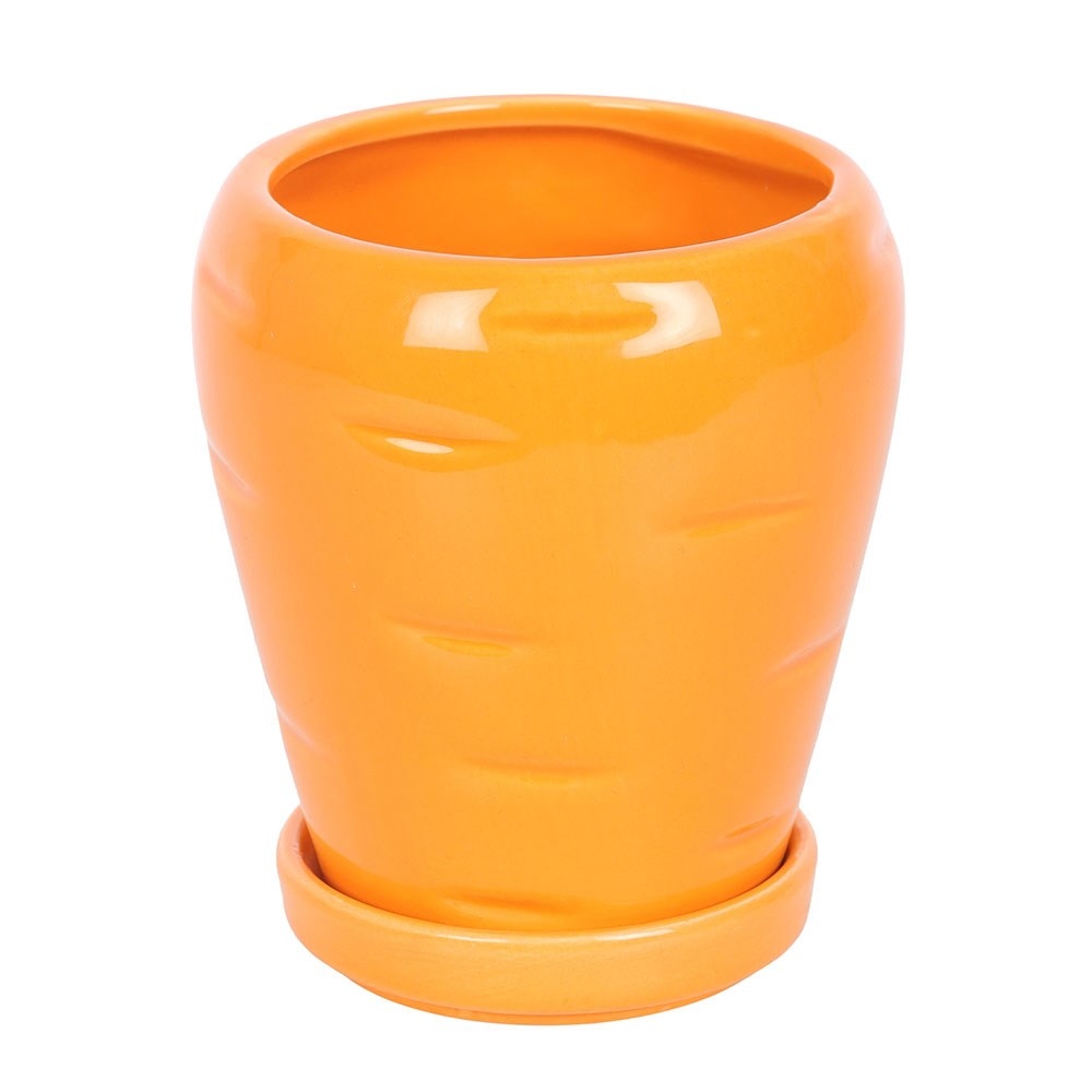 Something Different - Carrot Shaped with Parsley Seed Balls Plant pot - Orange